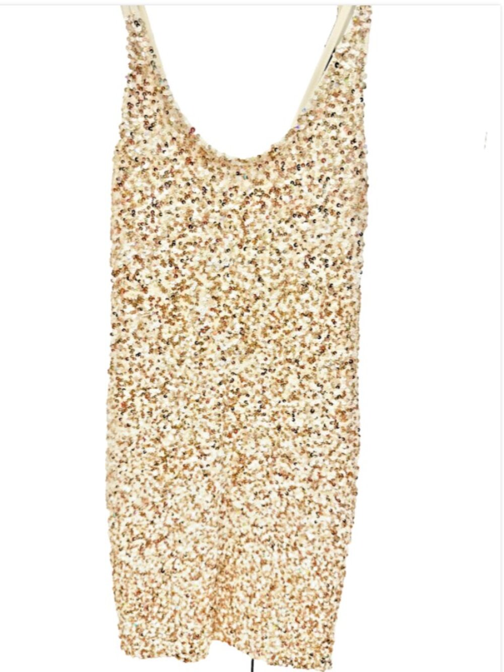Brigitte B Saint-Tropez Sequin Mini Dress • Cream Gold